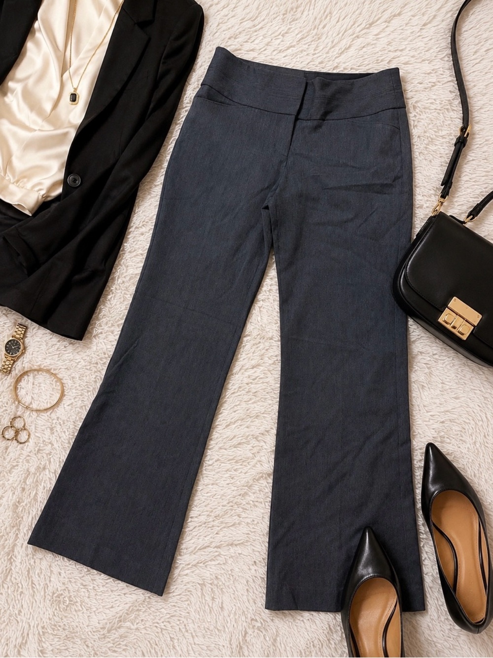 Editor Wide Waistband Pants Charcoal Gray 2 Short